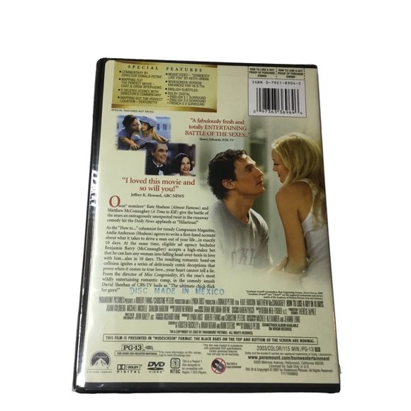 How To Lose A Guy In 10 Days Widescreen DVD Kate Hudson Matthew McConaughey New - Picture 2 of 3